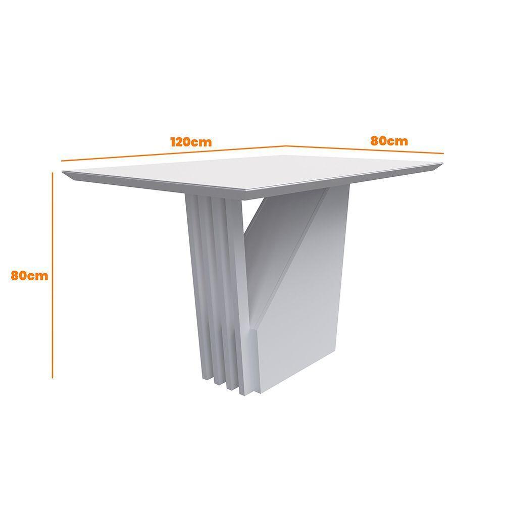 Mesa De Jantar Tampo Vidro Lita 120 Cm Off White Base Ypê - 2
