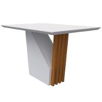 Mesa De Jantar Tampo Vidro Lita 120 Cm Off White Base Ypê - 1