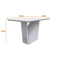 Mesa De Jantar Tampo Vidro Lita 120 Cm Off White Base Ypê