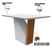 Mesa De Jantar Tampo Vidro Lita 120 Cm Off White Base Ypê - 5