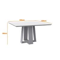 Mesa De Jantar Tampo Vidro Leka 135 Cm Off White Base Ypê - 2