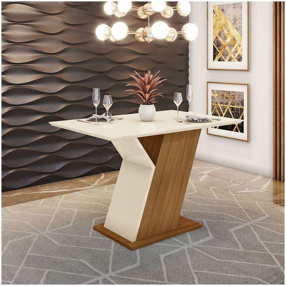 Mesa De Jantar Tampo Em Mdf 120cm Zuri Casa 812 Nature Off White - 1