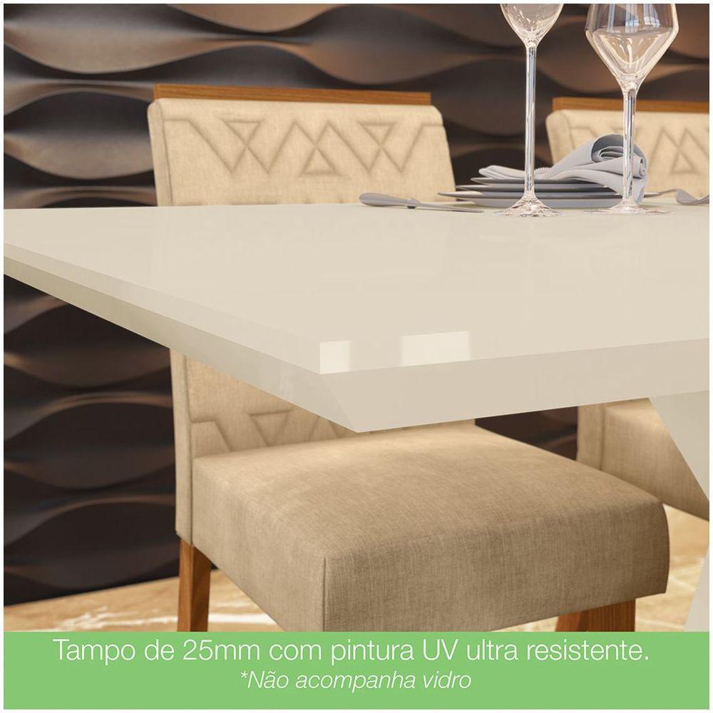 Mesa De Jantar Tampo Em Mdf 120cm Zuri Casa 812 Nature Off White - 6