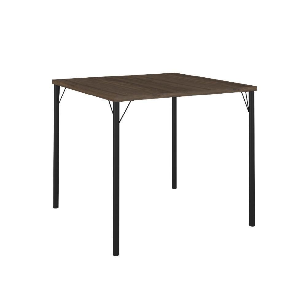 Mesa De Jantar Tampo Madeirado E Tubos Preto Carraro - 1