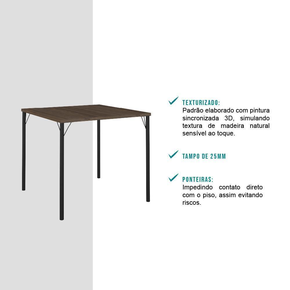 Mesa De Jantar Tampo Madeirado E Tubos Preto Carraro - 7