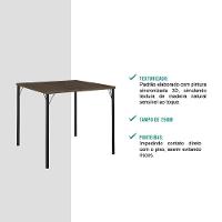 Mesa De Jantar Tampo Madeirado E Tubos Preto Carraro - 7