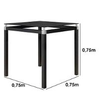 Mesa Jantar 4 Lugares Tampo Vidro Quadrado 75cm Malva Preto - 2