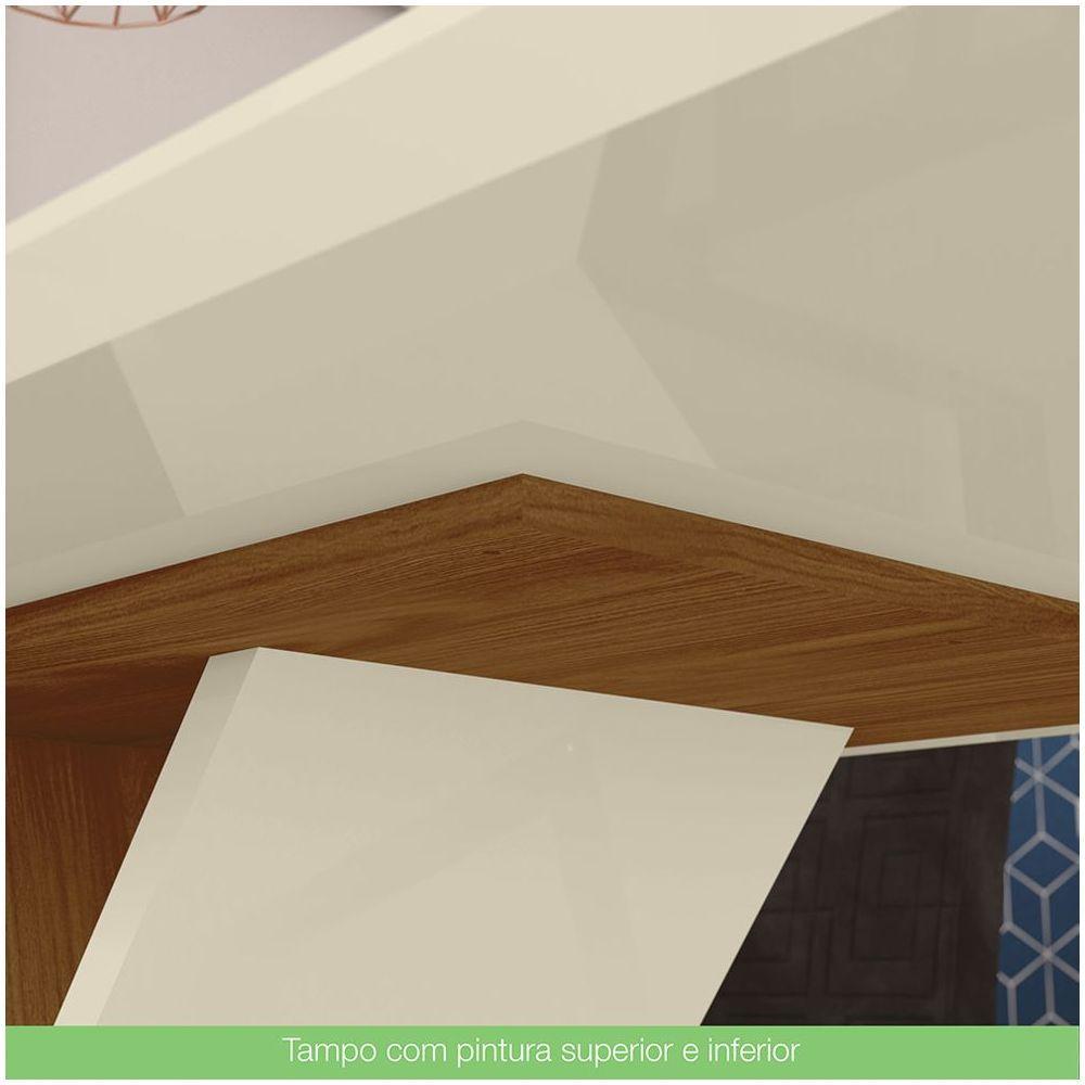 Mesa De Jantar Tampo Em Mdf 160cm Vidro Kesha Casa 812 Nature Off White - 3