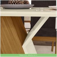 Mesa De Jantar Tampo Em Mdf 160cm Vidro Kesha Casa 812 Nature Off White - 7