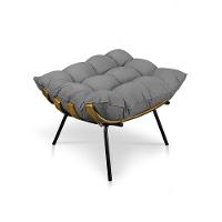 Kit 2 Puffs Costela Suede Base Metálica Pallazio Grafite - 4