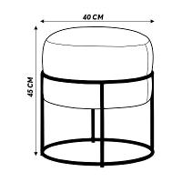 Kit 2 Puffs Redondos Squillo Pés em Aço Bege dourado - 4