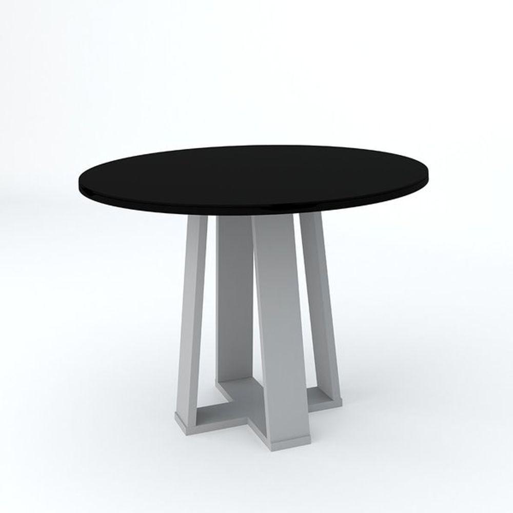 Mesa Jantar Redonda Isabela 100x100cm Off White Preto - 1