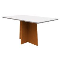 Mesa De Jantar Tampo Vidro Angra 160 Cm Off White Base Ypê - 1