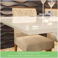 Mesa De Jantar Tampo Em Mdf 160cm Vidro Zuri Casa 812 Nature Off White - 9