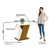 Mesa De Jantar Tampo Em Mdf 160cm Vidro Zuri Casa 812 Nature Off White - 13