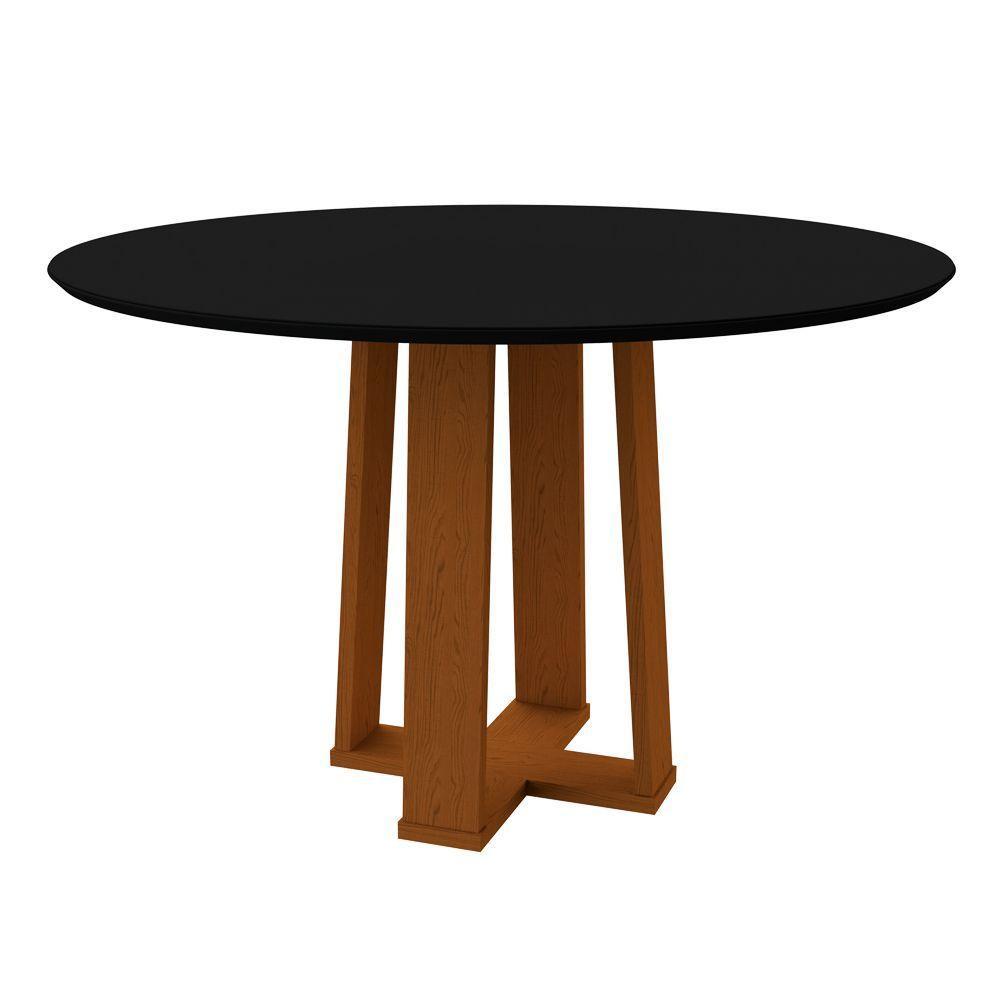 Mesa Jantar 4 Lugares 1,20m Redondo Vidro Isabela Ypê Preto - 1