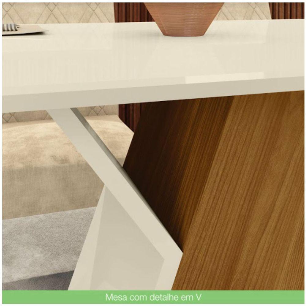 Mesa De Jantar Tampo Em Mdf 160cm Stel Casa 812 Nature Off White - 4