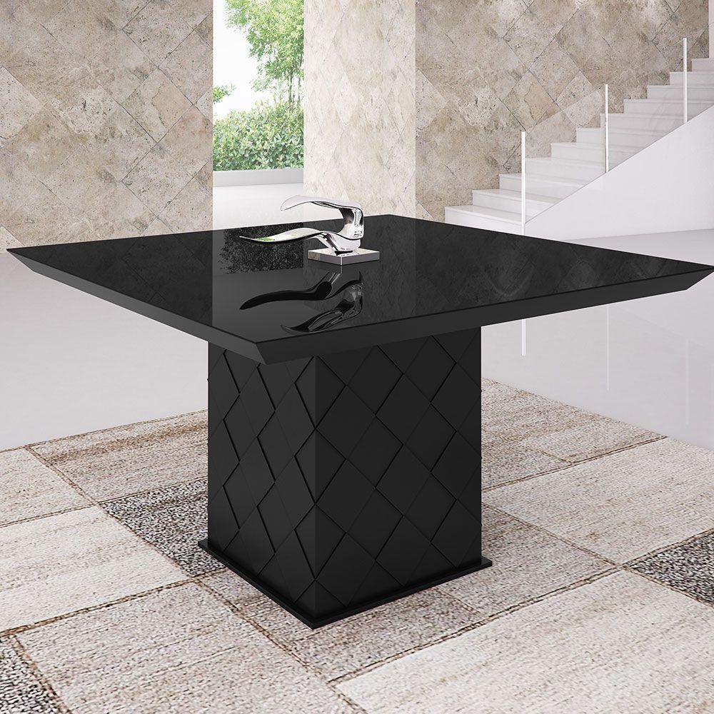 Mesa de Jantar Xadrez 140cm X 140cm Laca Preta - 1