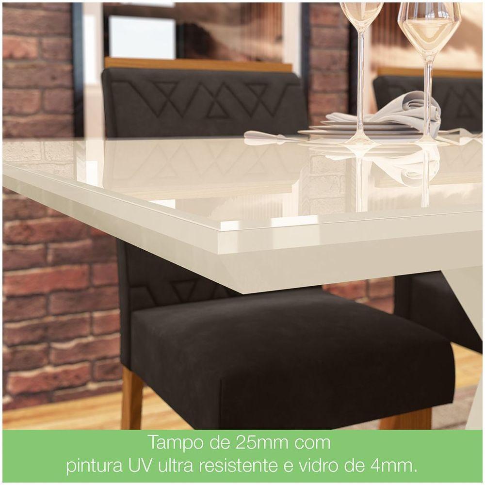 Mesa De Jantar Tampo Em Mdf 160cm Vidro Juanita Casa 812 Nature Off White - 5