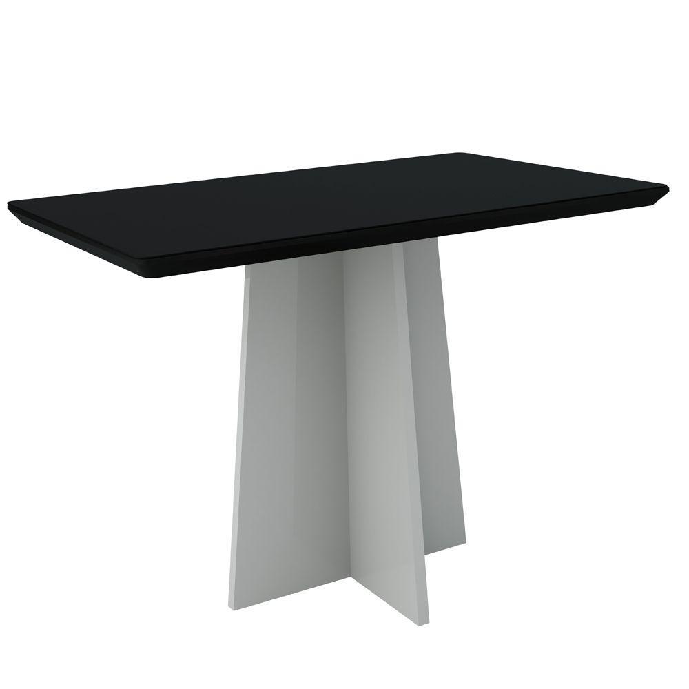 Mesa Jantar 4 Lugares 1,20 Vidro Off White Preto - 1