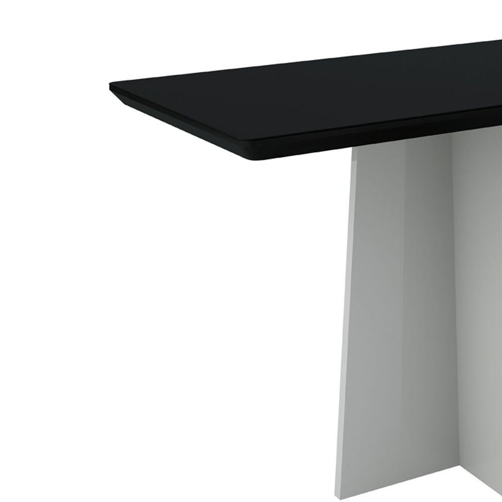 Mesa Jantar 4 Lugares 1,20 Vidro Off White Preto - 3