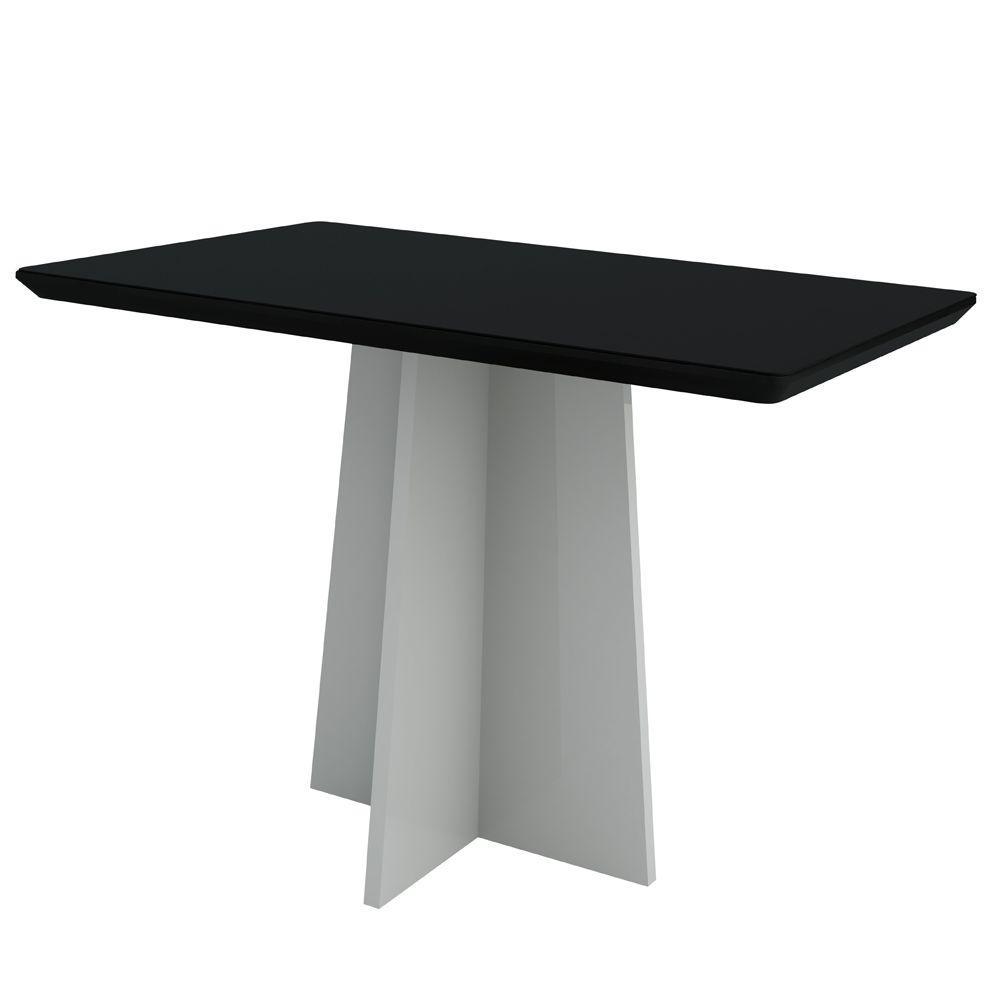 Mesa Jantar 4 Lugares 1,20 Vidro Off White Preto - 4