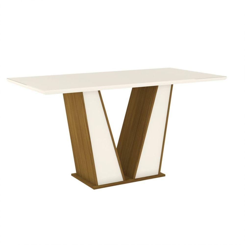 Mesa De Jantar Tampo Mdf 160Cm Vértice Henn Nature Off White - 1