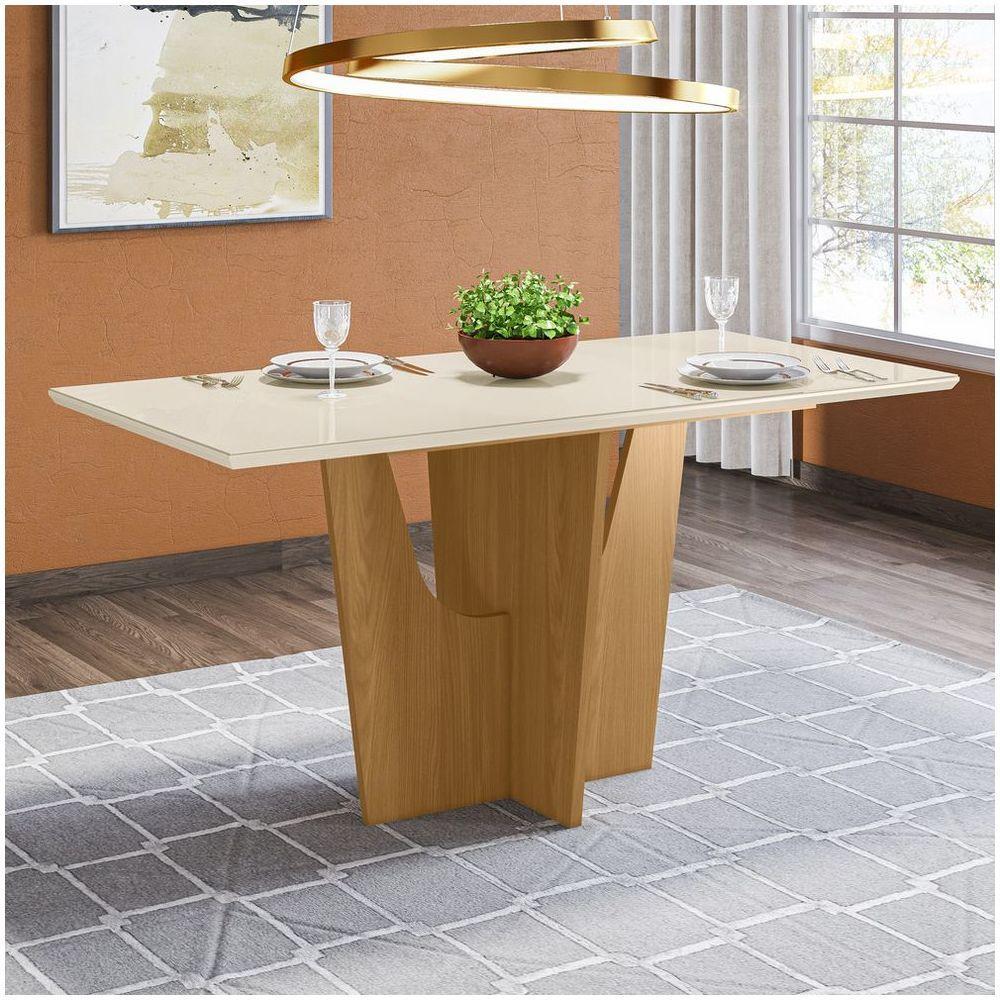 Mesa De Jantar Tampo Mdf 160Cm Vértice Henn Nature Off White - 2