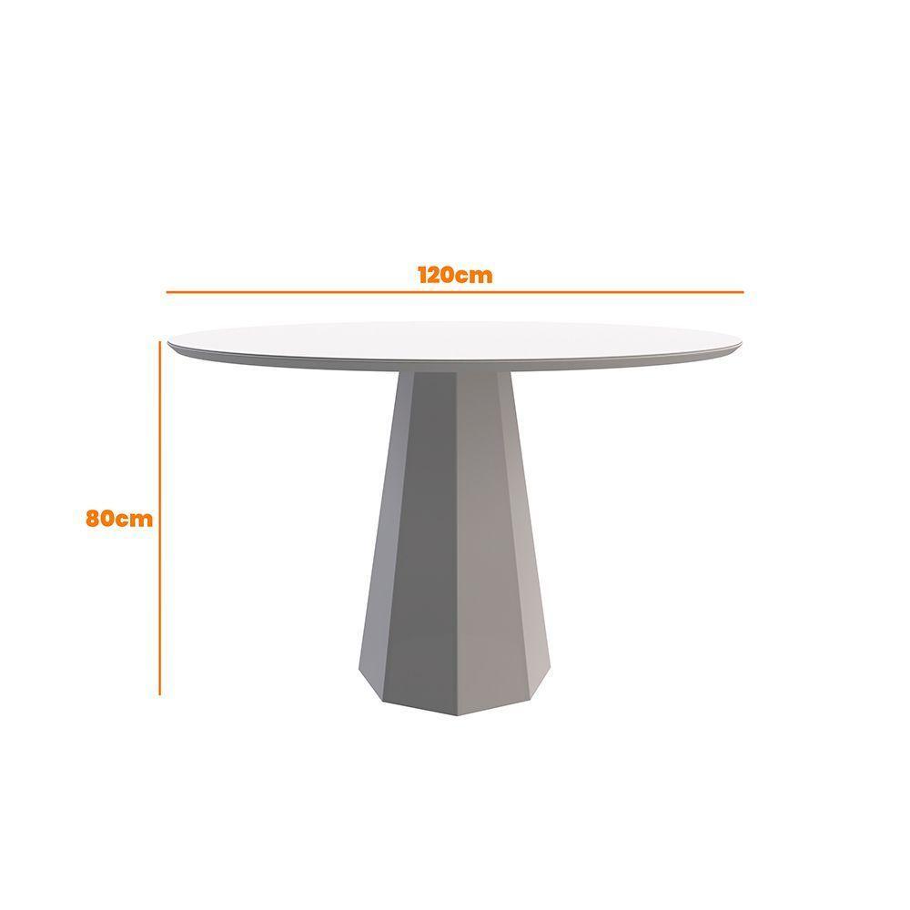 Mesa De Jantar Tampo Vidro Agnes 120 Cm Off White Base Ypê - 2