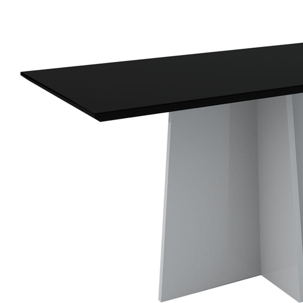 Mesa Jantar 6 Lugares Vidro 1,60m Off White Preto - 3