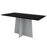 Mesa Jantar 6 Lugares Vidro 1,60m Off White Preto - 1