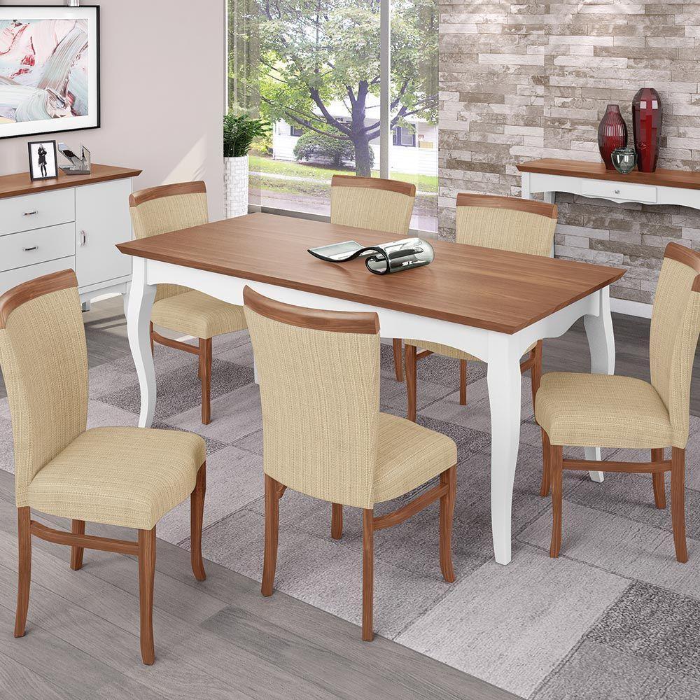 Mesa Gallia Madeira Maciça e MDF Branco imbuia - 6