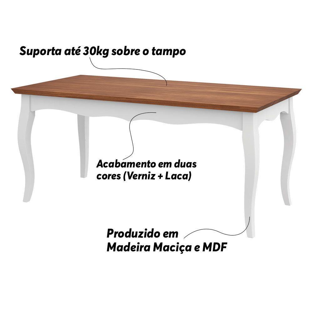 Mesa Gallia Madeira Maciça e MDF Branco imbuia - 8