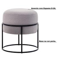 Kit 2 Puffs Redondos Squillo Pés em Aço Cinza Preto - 3