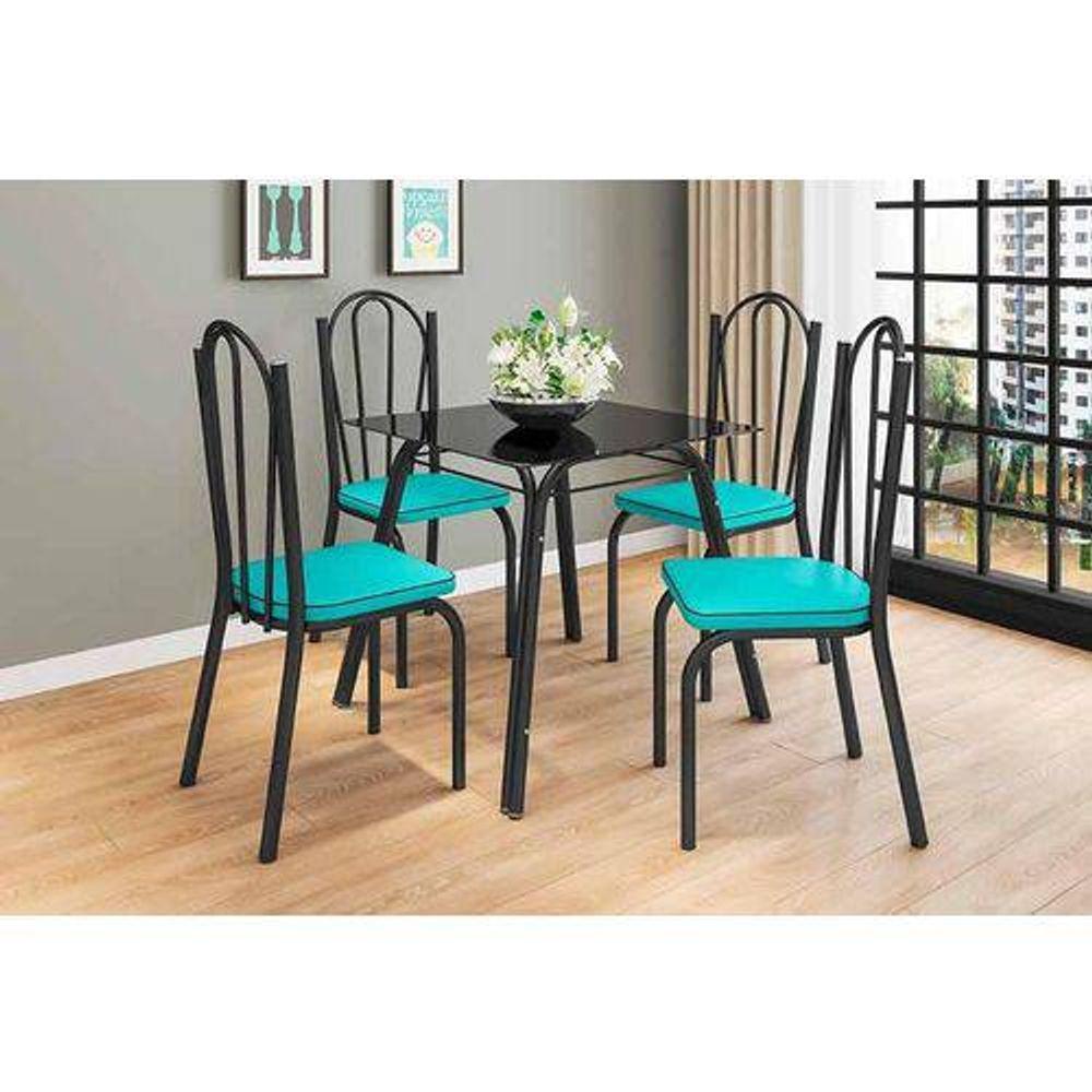 Mesa Lotus 75cm 4 Cadeiras 121 Preto Azul Turquesa - 6