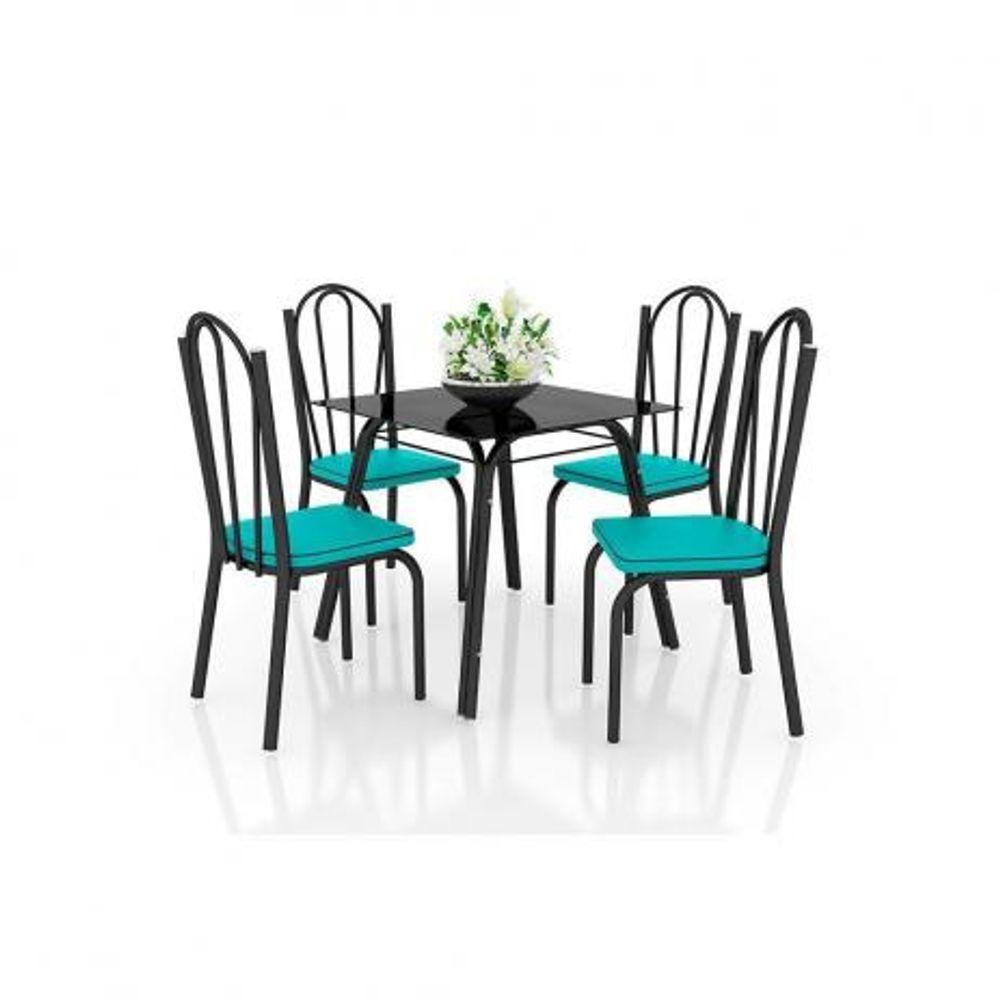 Mesa Lotus 75cm 4 Cadeiras 121 Preto Azul Turquesa - 7