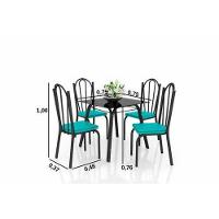 Mesa Lotus 75cm 4 Cadeiras 121 Preto Azul Turquesa - 7
