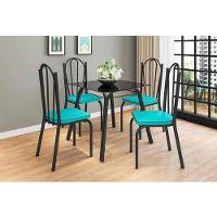Mesa Lotus 75cm 4 Cadeiras 121 Preto Azul Turquesa - 15