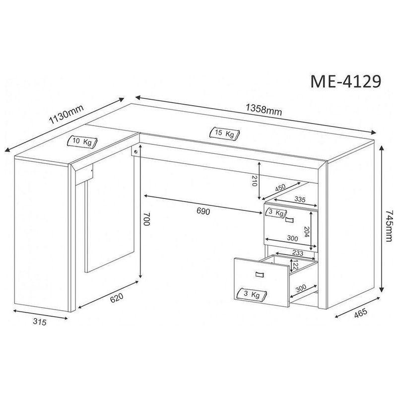 Mesa Para Home Office com 02 Gavetas Me4129 Branco - 2