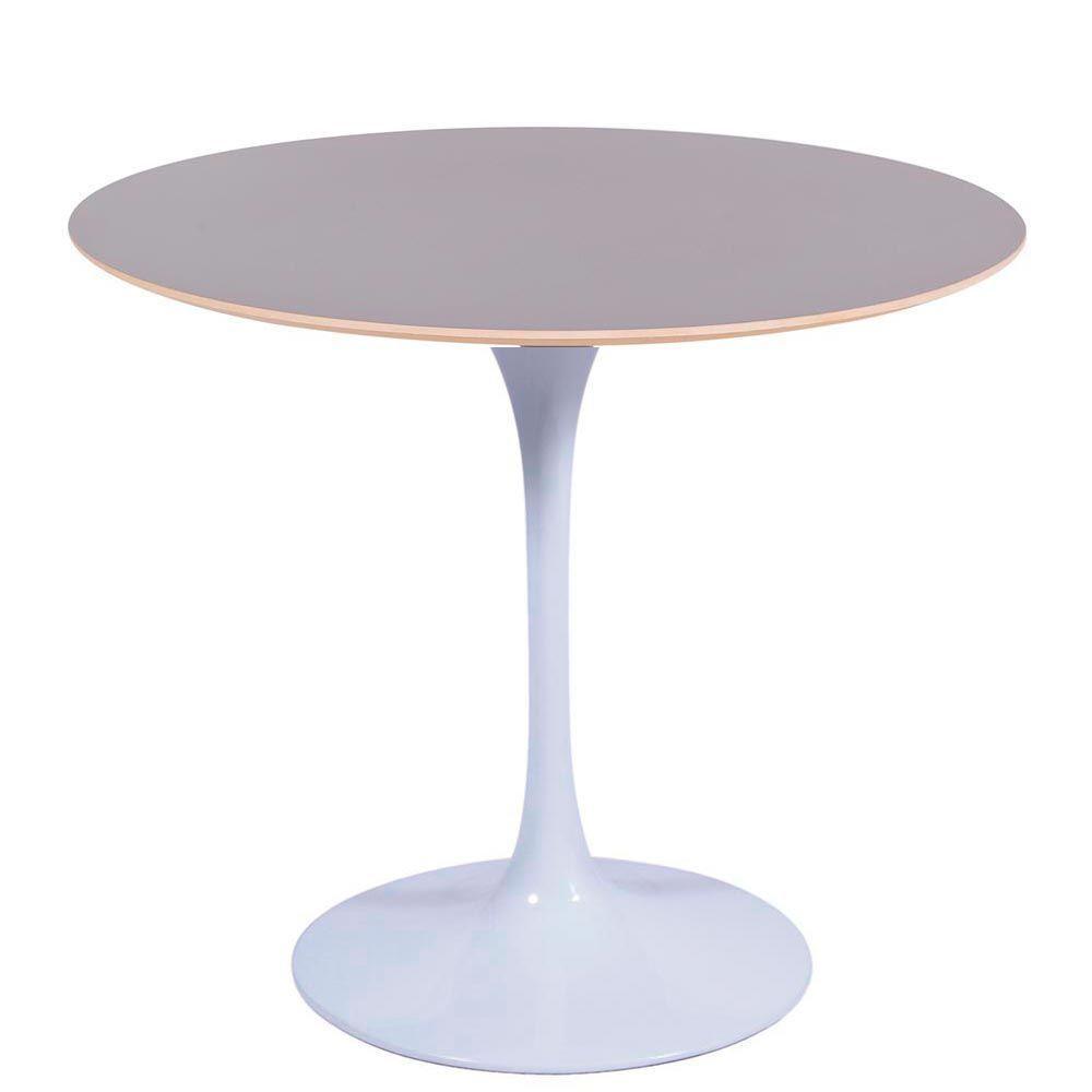Mesa Saarinen Redonda Fórmica Preta 137cm - Base Branca - 1