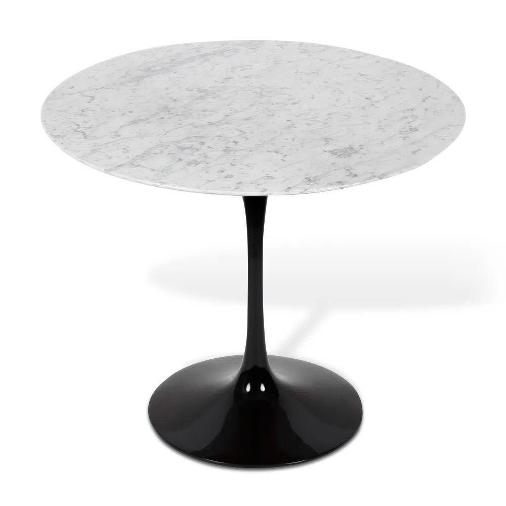 Mesa Saarinen Redonda Carrara 100cm - Base Preta - 3