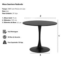 Mesa Saarinen Tulipa Redonda 120cm Tampo Madeira Preto - 3
