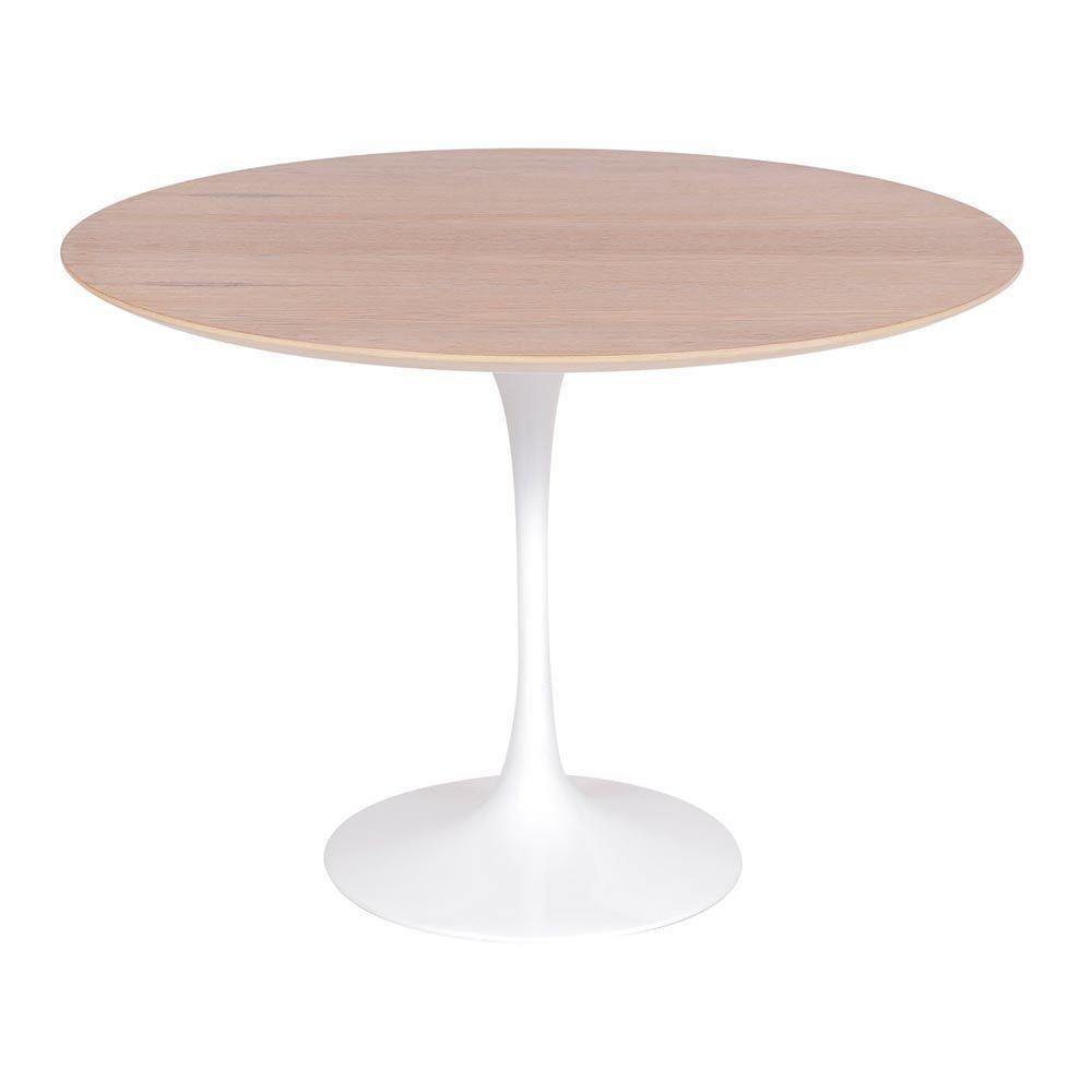 Mesa Saarinen Redonda Freijó 124cm - Base Branca - 1