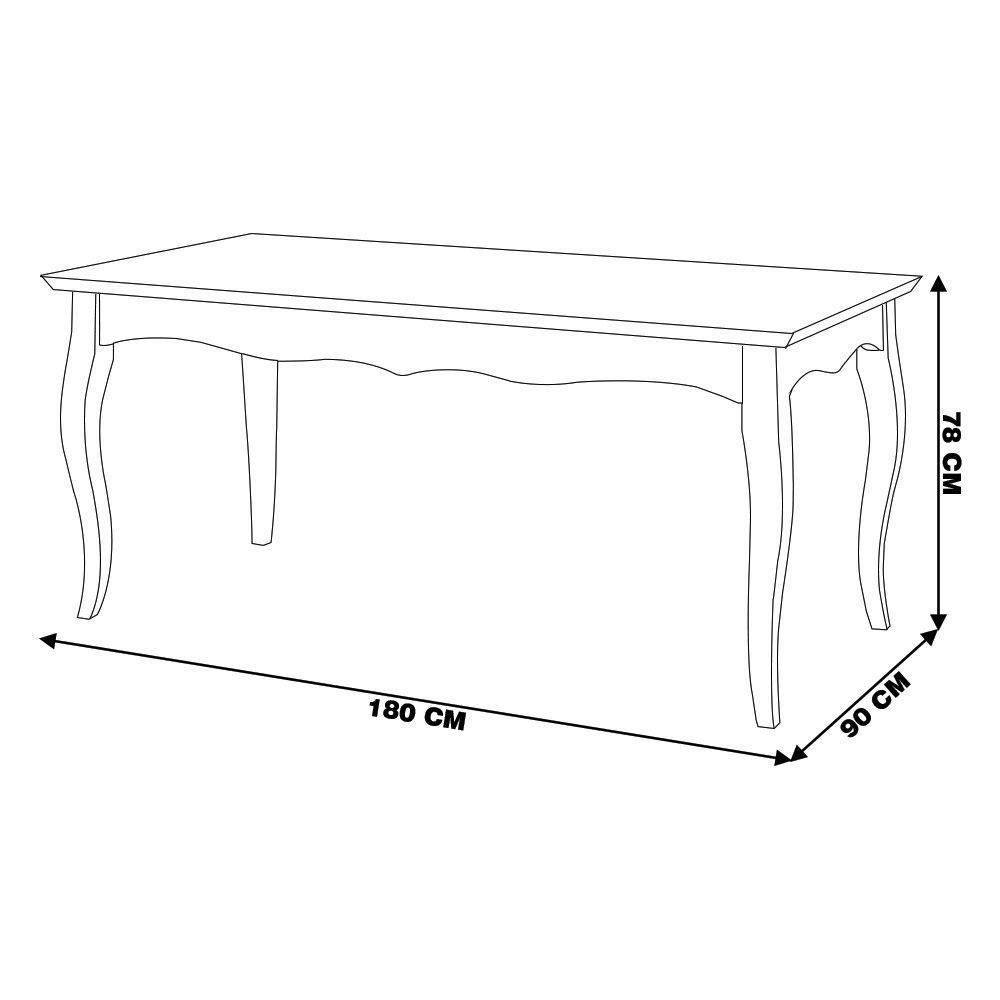 Mesa Sala de Jantar Gallia 180cm Madeira Maciça e Mdf Branco - 3
