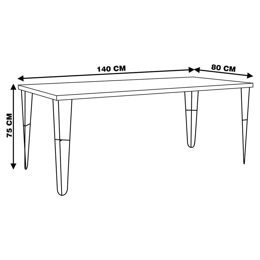 Mesa Sala de Jantar Ludiana 140cm Grafite Madeira Maciça - 2