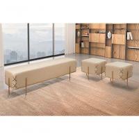 Puff Banqueta Eros Luxo Bronze Castellar Móbile Veludo Bege Claro Veludo Bege Claro - 4