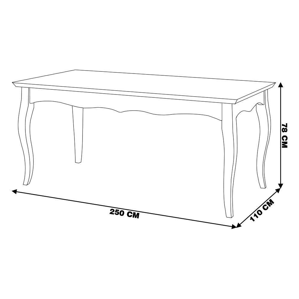 Mesa Sala de Jantar Gallia 250cm Madeira Maciça e Mdf Branco - 4