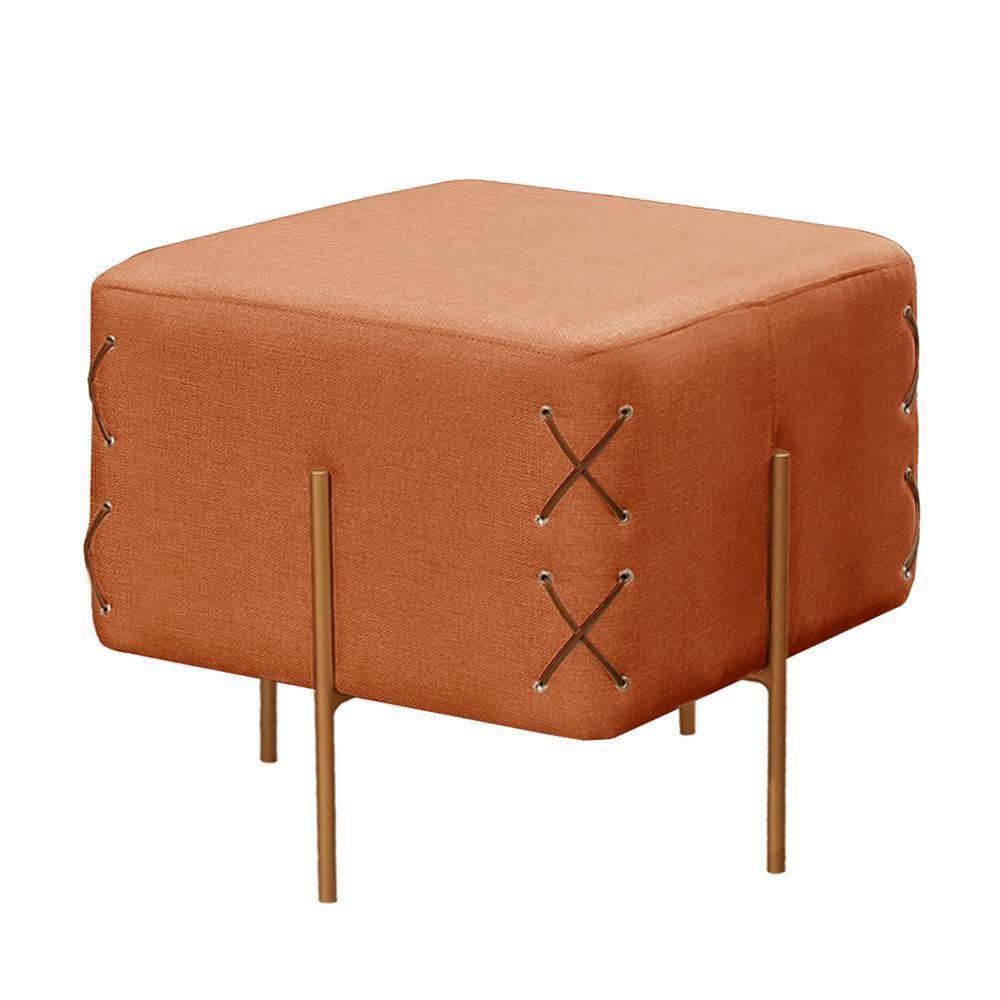 Puff Banqueta Eros Luxo Bronze Castellar Móbile Linho Terracota Linho Terracota - 1