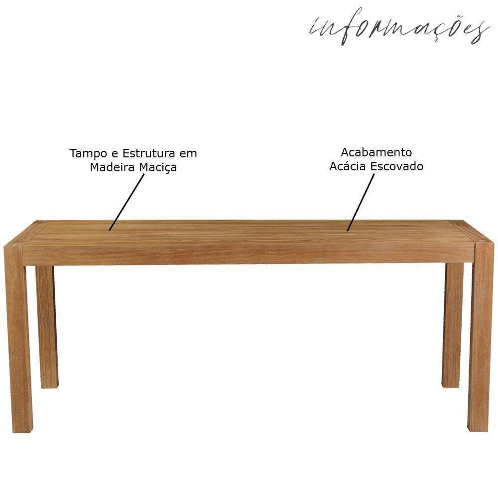 Mesa Sala de Jantar 220cm Madeira Maciça Acácia Escovado - 3