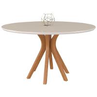 Mesa Sala de Jantar Redonda Tampo de Vidro 130cm Off White - 1